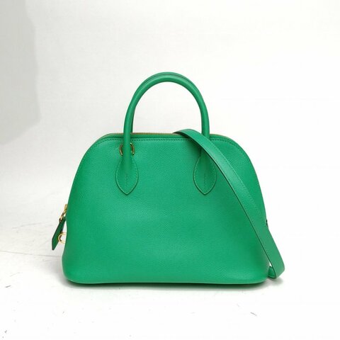 HERMES Bolide保齡球包25薄荷綠EC皮Z刻金扣肩背包