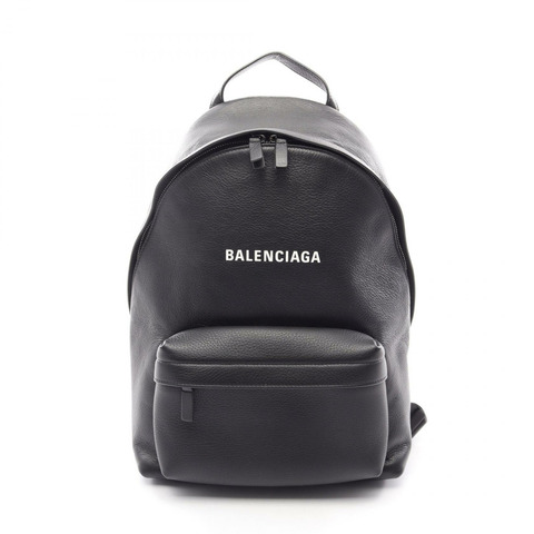 BALENCIAGA EVERYDAY Logo 雙肩包 552379 皮革 黑色 二手 女款