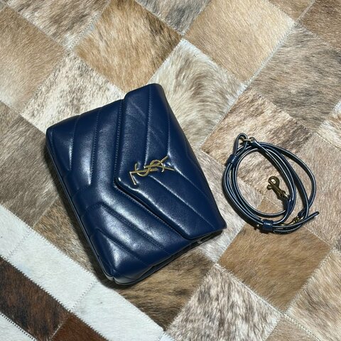 YSL 方胖子金釦 藍色