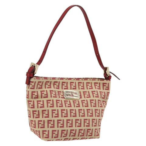 FENDI Zucchino帆布手提包 紅色金色 正品 ka4463V