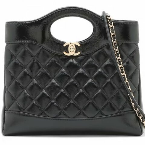 Chanel 31 bag mini 黑金油蠟羊皮 芯片款 閑置新
