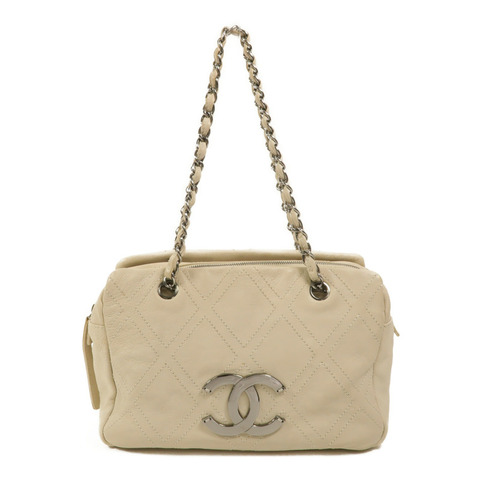 CHANEL 牛皮皮革Diamond Stitch Tote Bag鏈帶肩背袋