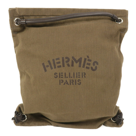 HERMES 帆布Aline Grooming Bag背包Kaki/Ebene