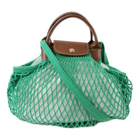 Longchamp 棉質/皮革Le Pliage Filet L手挽肩背兩用袋