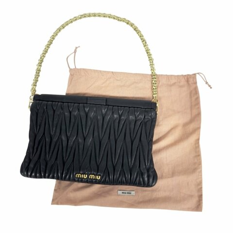 MIU MIU *自加鏈＞送無品牌扣＋無品牌鏈帶* Matelassé 皺摺 肩背包