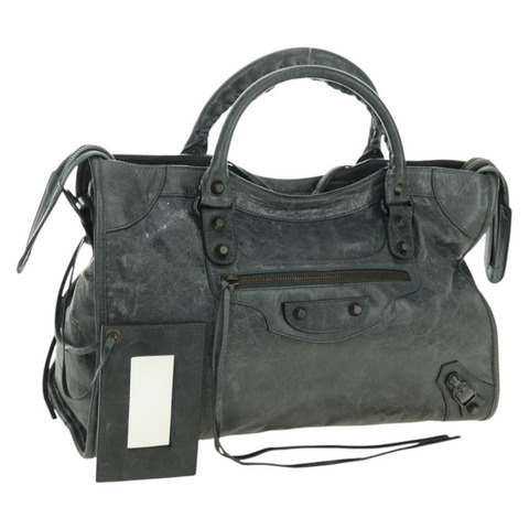 BALENCIAGA 城市手提包 皮革 綠色 正品 178891V