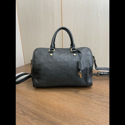 Louis Vuitton 經典黑色荔枝牛皮壓紋Speedy30
