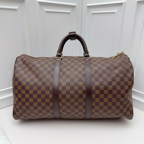 Louis Vuitton 棕色棋盤格keepall50旅行袋