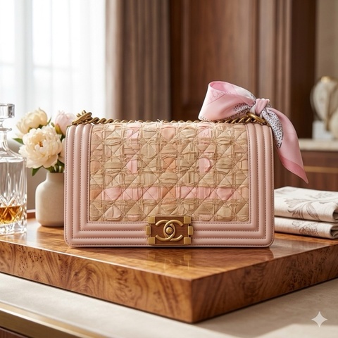 香奈兒粉色古董肩背包