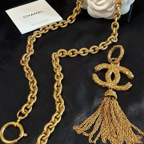 Chanel 香奈兒 93A Vintage 經典古董收藏系列✨金色熔岩流蘇✨長項鍊