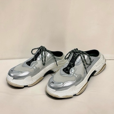 莉亞精品♡Balenciaga 復古老爹懶人鞋 銀 #44 二手
