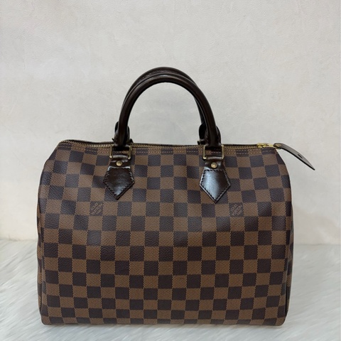 LV N41531 SPEEDY30 咖啡棋盤格紋 手提包波士頓包拉鍊包