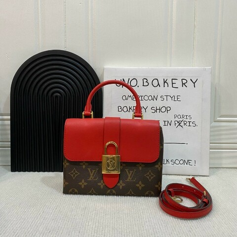 Louis Vuitton lockbb老花拼紅色鎖頭包