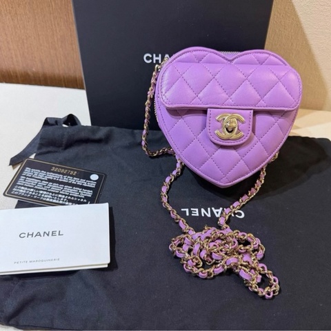 (閒置近新）CHANEL Heart Vanity 愛心斜孭包 紫色