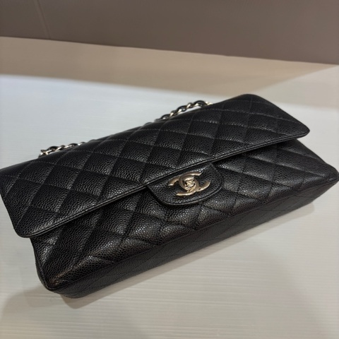 Chanel 黑銀荔枝牛皮cf25 coco包