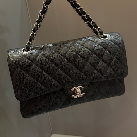 Chanel 黑銀荔枝牛皮cf25 coco包