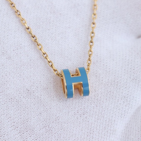 Hermès愛馬仕 Pop H mini 項鍊，牛仔藍