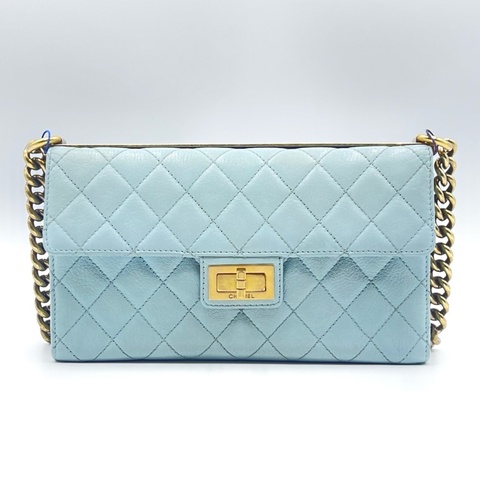 CHANEL香奈兒 baby藍復古金扣山羊皮trendy CC 2.55