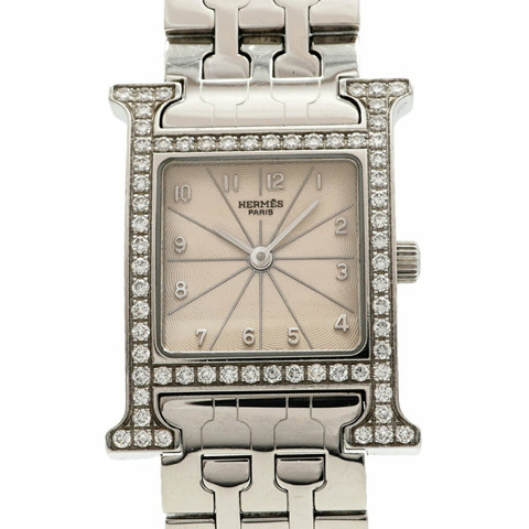 愛馬仕 H-Watch 鑽石 HH1.230 象牙色錶盤女士腕錶