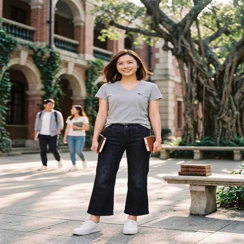 BURBERRY 倫敦 格紋滾邊牛仔8/9分褲