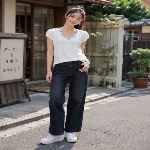 BURBERRY 倫敦 格紋滾邊牛仔8/9分褲