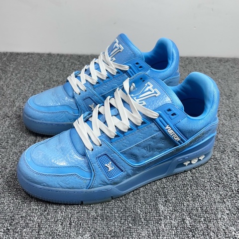 Louis Vuitton 路易威登 LV 新款藍色藝術館漆皮滿印trainer 休閒鞋/40.5碼