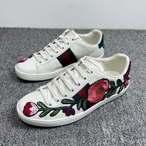 Gucci古馳 花卉 ace休閒板鞋 小白鞋/36碼 /98新