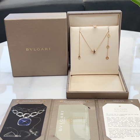 24年全套有購證！BVLGARI 寶格麗 玫瑰金 B.ZERO1彈簧鈦陶瓷 項鏈