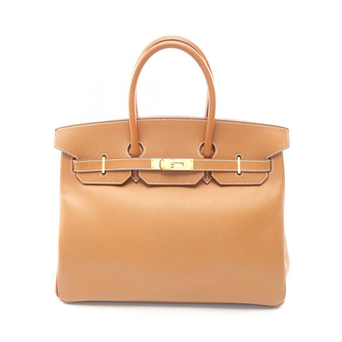 愛馬仕 Birkin 35 手提包，Courchevel 皮革，棕色，金色，二手，金色五金