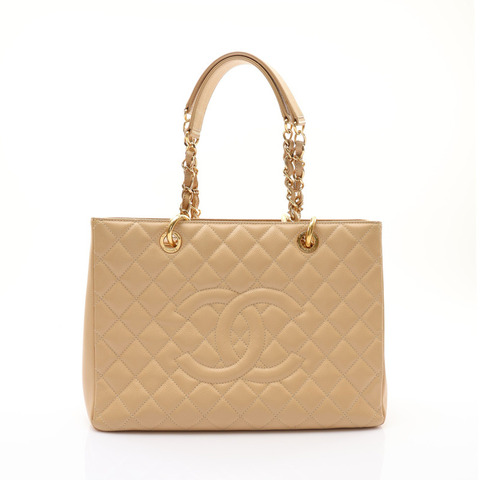 淺棕色 荔枝紋牛皮 GST 肩背包【CHANEL 香奈兒】 A50995