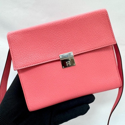 Hermès 愛馬仕 Clic 16 H釦山羊皮 WOC 錢包 玫瑰粉  D刻印