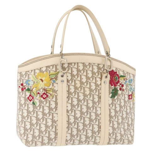 Christian Dior Trotter帆布手提包 米色 銀色 正品 179002A
