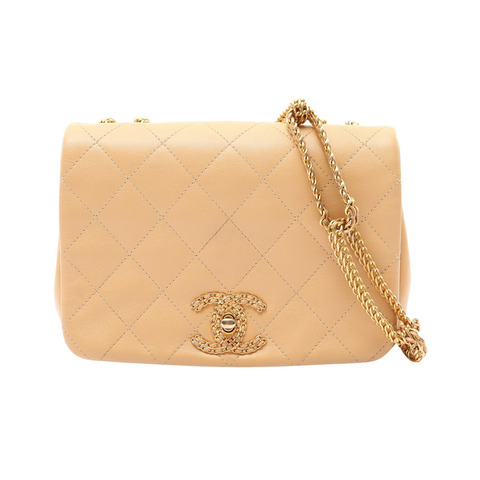 卡其色 菱格紋羊皮 On and On 肩背包【CHANEL 香奈兒】 AS2975