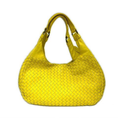 ☆ Bottega Veneta 寶緹嘉 Yellow Lambskin Campana Shoulder Bag 黃色小羊皮肩背包-267009561