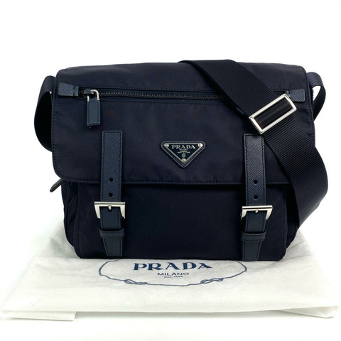 △ PRADA 普拉達 Navy Re-Nylon Shoulder Bag 深藍色再生尼龍肩背包 1BD953-267009545