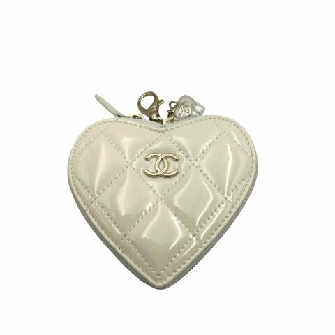 【美收精品】CHANEL 白色愛心漆皮零錢包 C-643【隔月月中將轉賣至日本 上架期限30天】