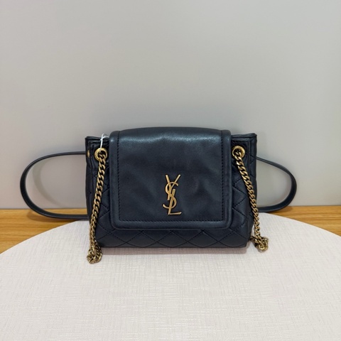 YSL聖羅蘭/Saint laurent NOLITA系列mini黑金羊皮單肩包斜挎包