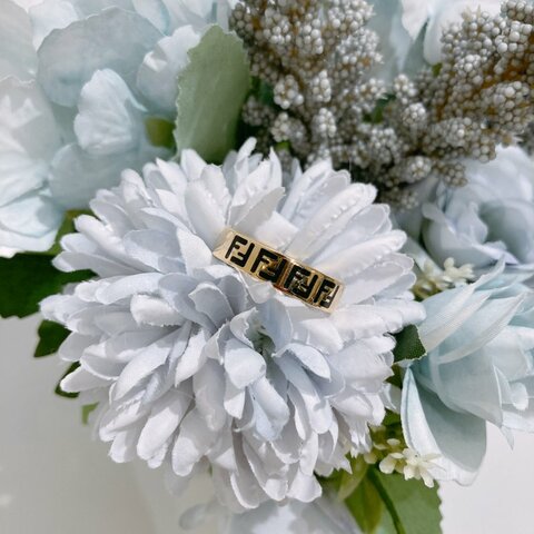 TW4897	Fendi 芬迪經典花紋戒指 Anello Forever Ring Size L Black x GHW