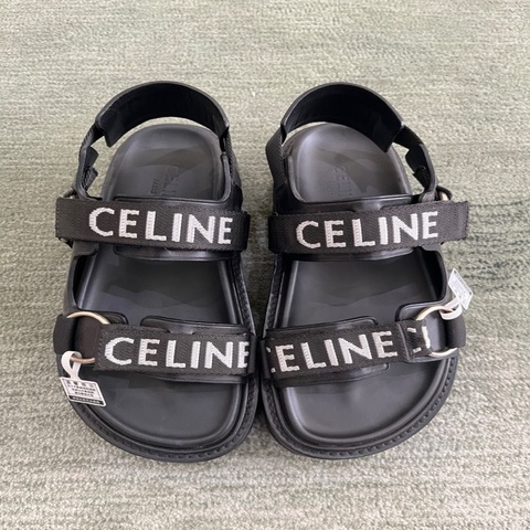 CELINE/賽琳黑色厚底魔術貼涼鞋，閒置未使用品，37碼