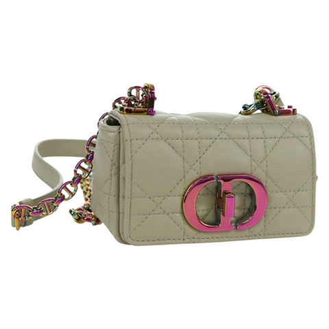 Christian Dior Canage 鏈條 Dior Caro 手袋 羊皮 象牙色 金色 正品 BSZ691SAM