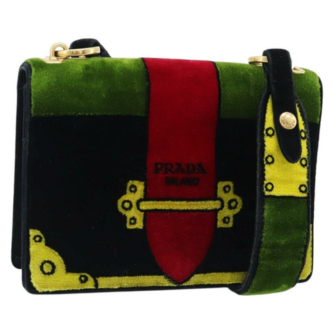 PRADA 黑色金色絲絨單肩包，正品編號 187500V