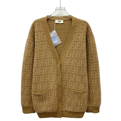 Fendi 23款 棕色双F针织开衫 M码