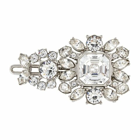 ::GUCCI:: Crystal Hair Clip - Silver Hair Accessories 滿版水鑽銀色髮飾 髮夾