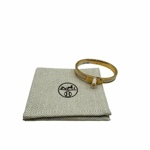 【美收精品】 HERMES 白色金屬飾面手環 C-635【隔月月中將轉賣至日本 上架期限30天】