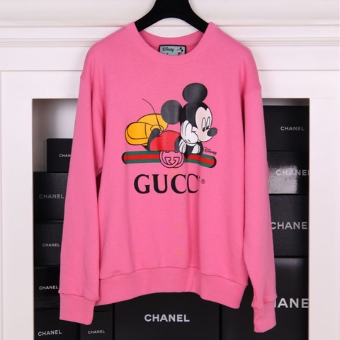 Gucci x Disney联名火龙果色米老鼠图案卫衣上衣外套