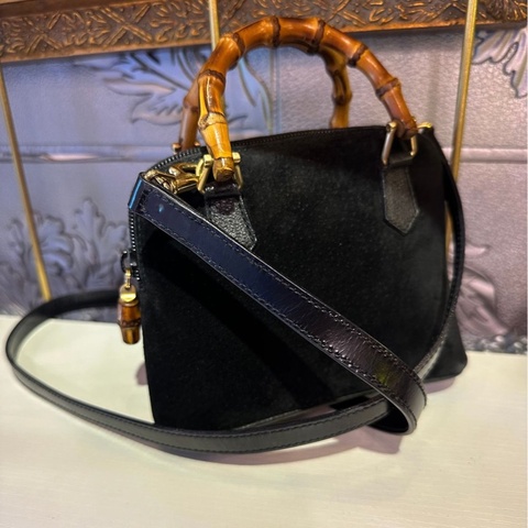 古馳 絕版 中古 黑色 Gucci 古董 竹節 雙人包Vintage Bamboo Bag 斜背包 中古包