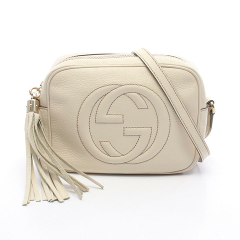 GUCCI Soho Disco Interlocking G 肩挎包 308364 皮革 米色 二手