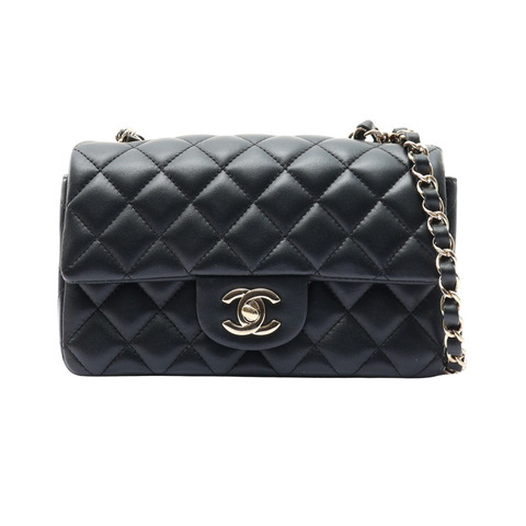 黑色 菱格紋 羊皮 Coco 20 鏈帶肩背包 金釦【CHANEL 香奈兒】 A69900