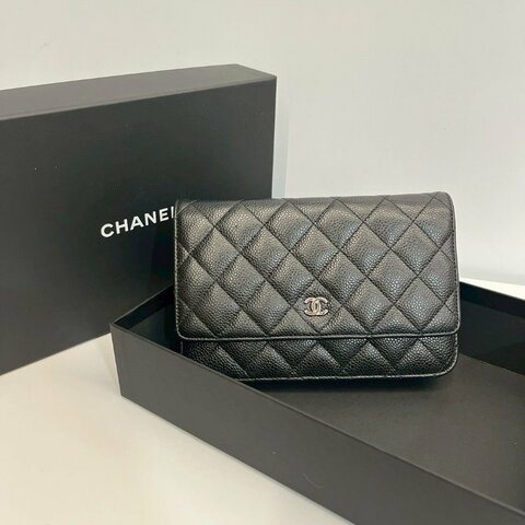 Chanel WOC 黑銀荔枝牛