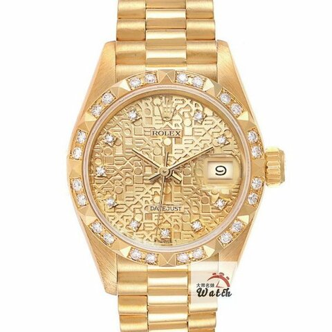 【大眾名錶】ROLEX 勞力士69258 Datejust 蠔式日誌 女錶18K金 原廠金字塔鑽圈 大眾名錶B1395